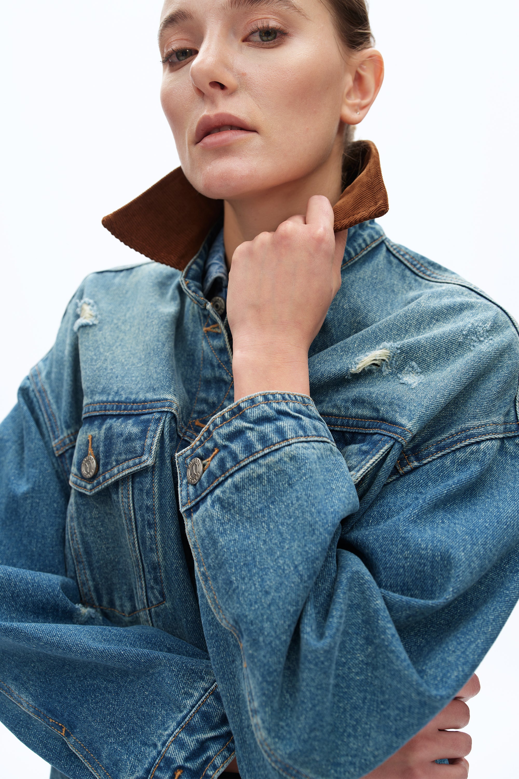 Loose Fitting Patchwork Denim Jacket by Bayeas