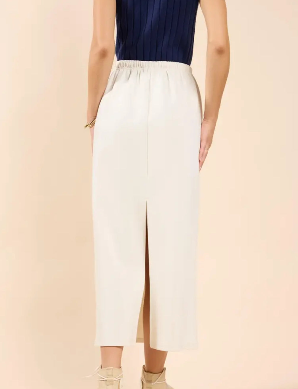 Lonestar Drawstring Midi Skirt with Back Slit