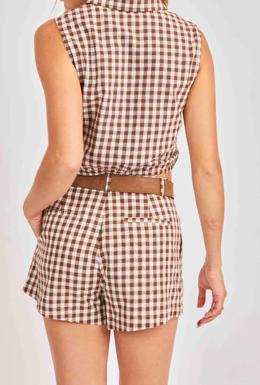 Mustang Gingham Sleeveless Top by Sadie and Sage