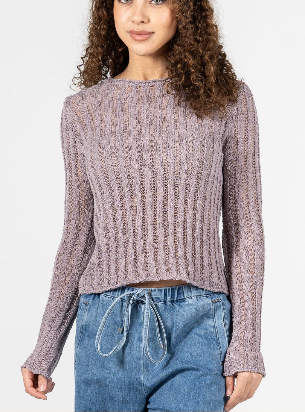 Long Sleeve Ladder Stitch Top
