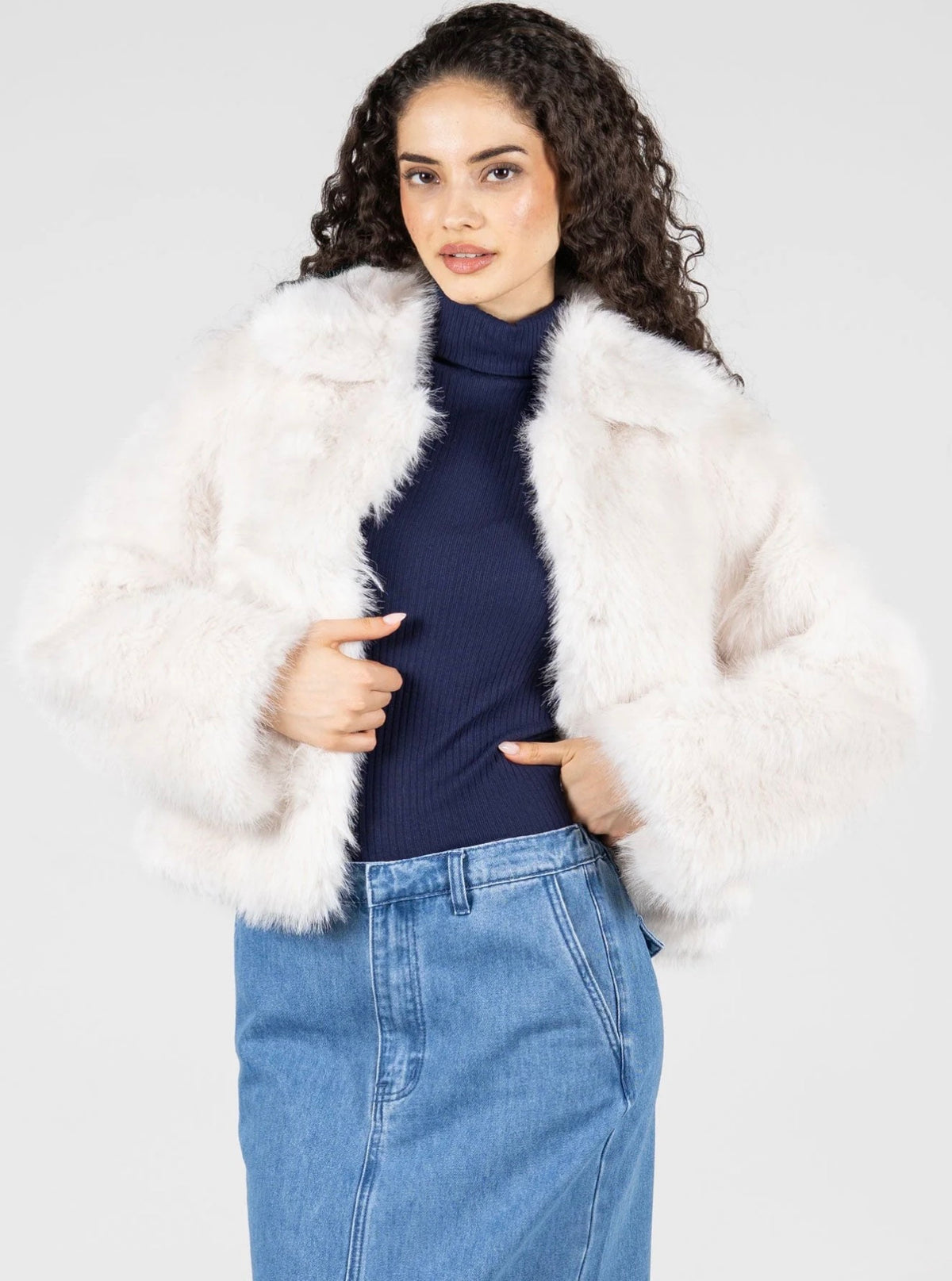 C'est Moi Faux Fur Crop Jacket