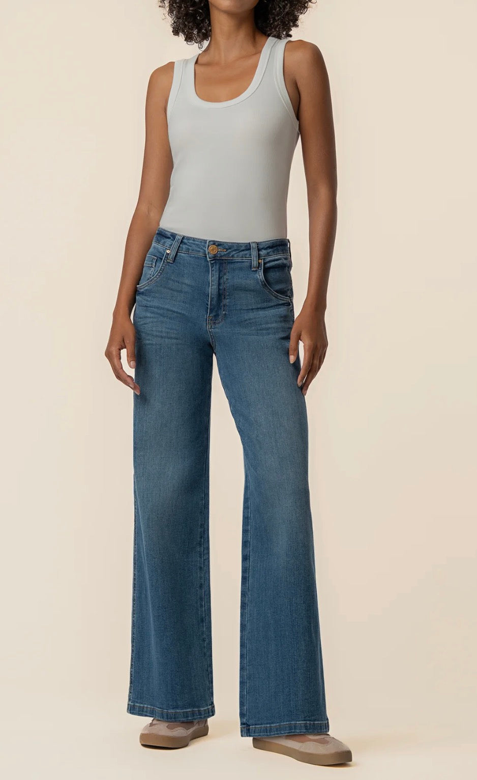 Kut From The Kloth Jean High Rise Wide Leg Dip Scoop Pockets