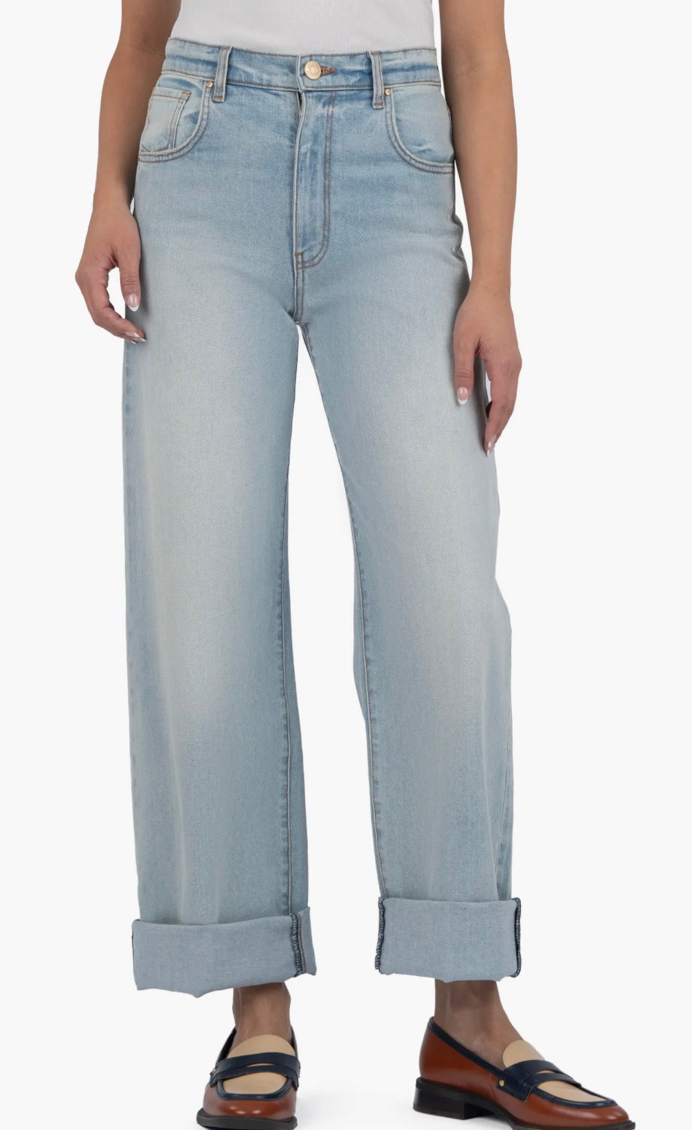 Kut From The Cloth Gwen High Rise Wide Leg Roll Up