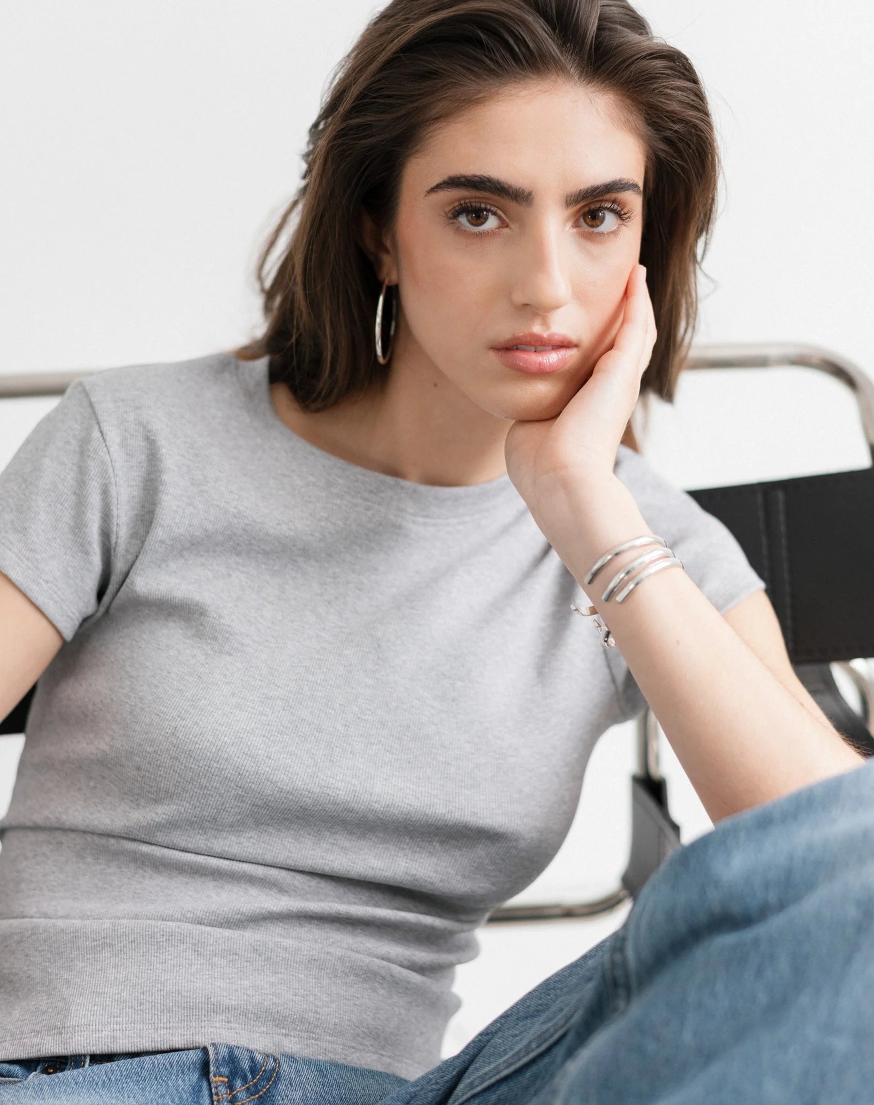 Ribbed Fitted Tee with Cap Sleeve by Brunette the Label