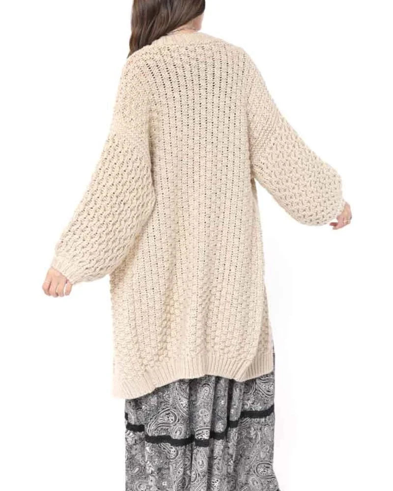 Iggy Hand Knit Chunky Long Open Cardigan