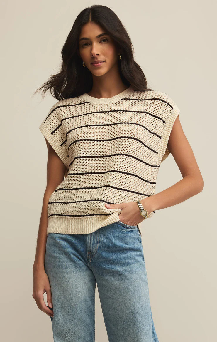 Ines Striped Crochet Sweater