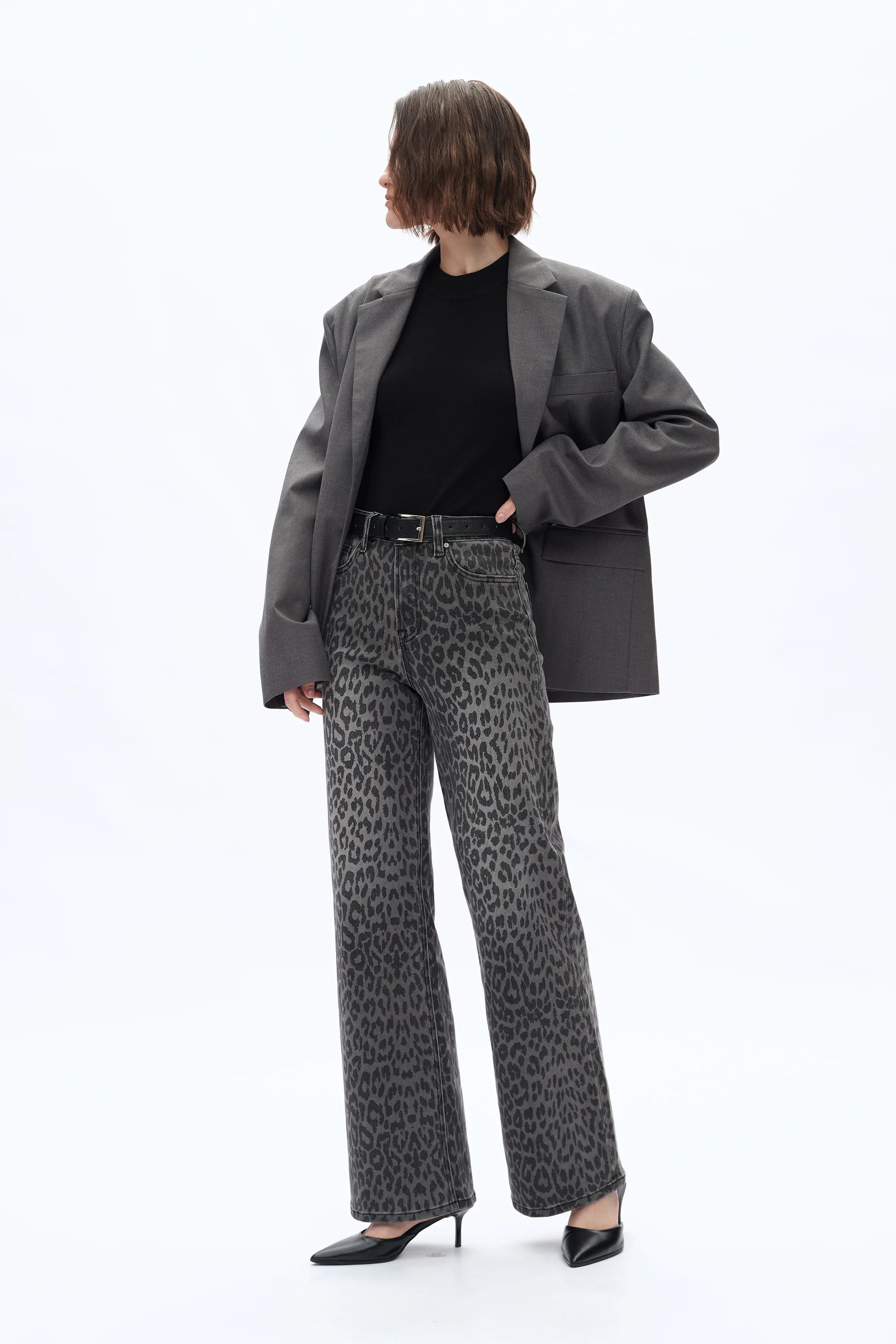 Leopard Print Wide Leg Jean by Bayeas