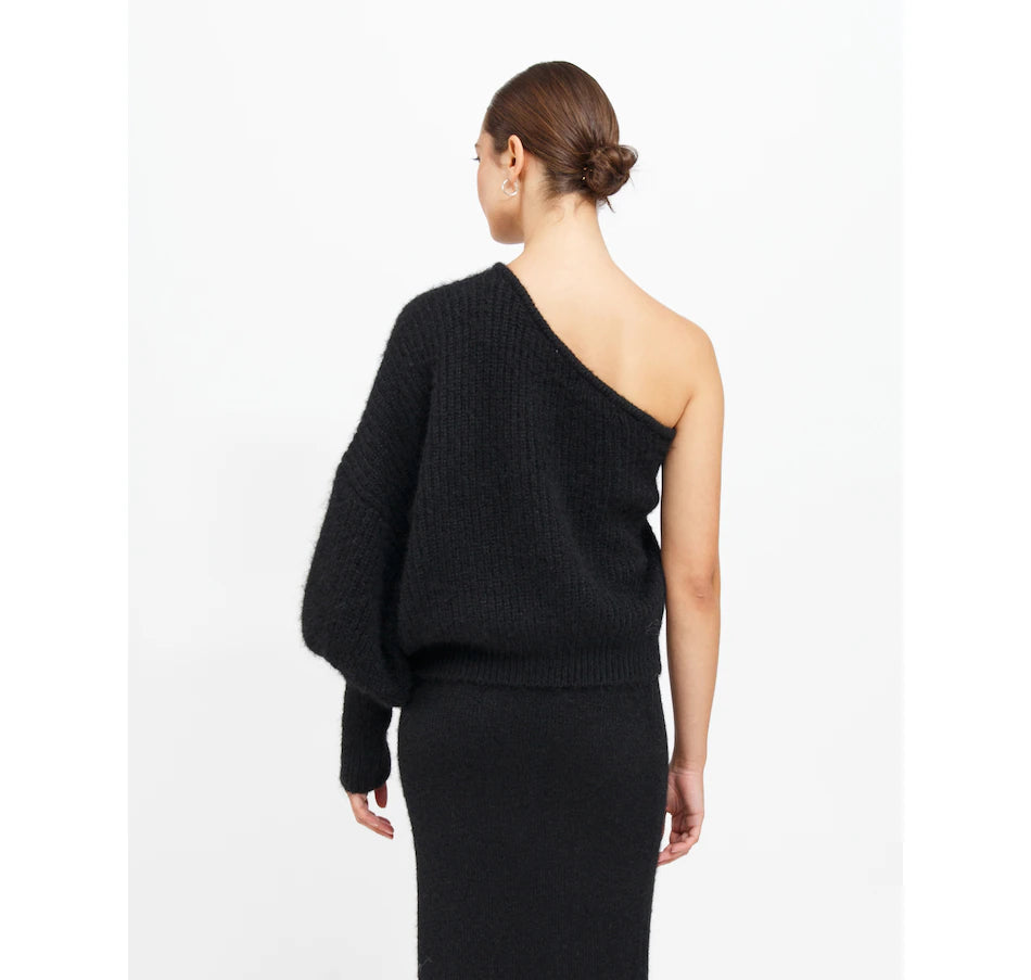 The Victoria One Shoulder Knit Sweater by Brunette the Label