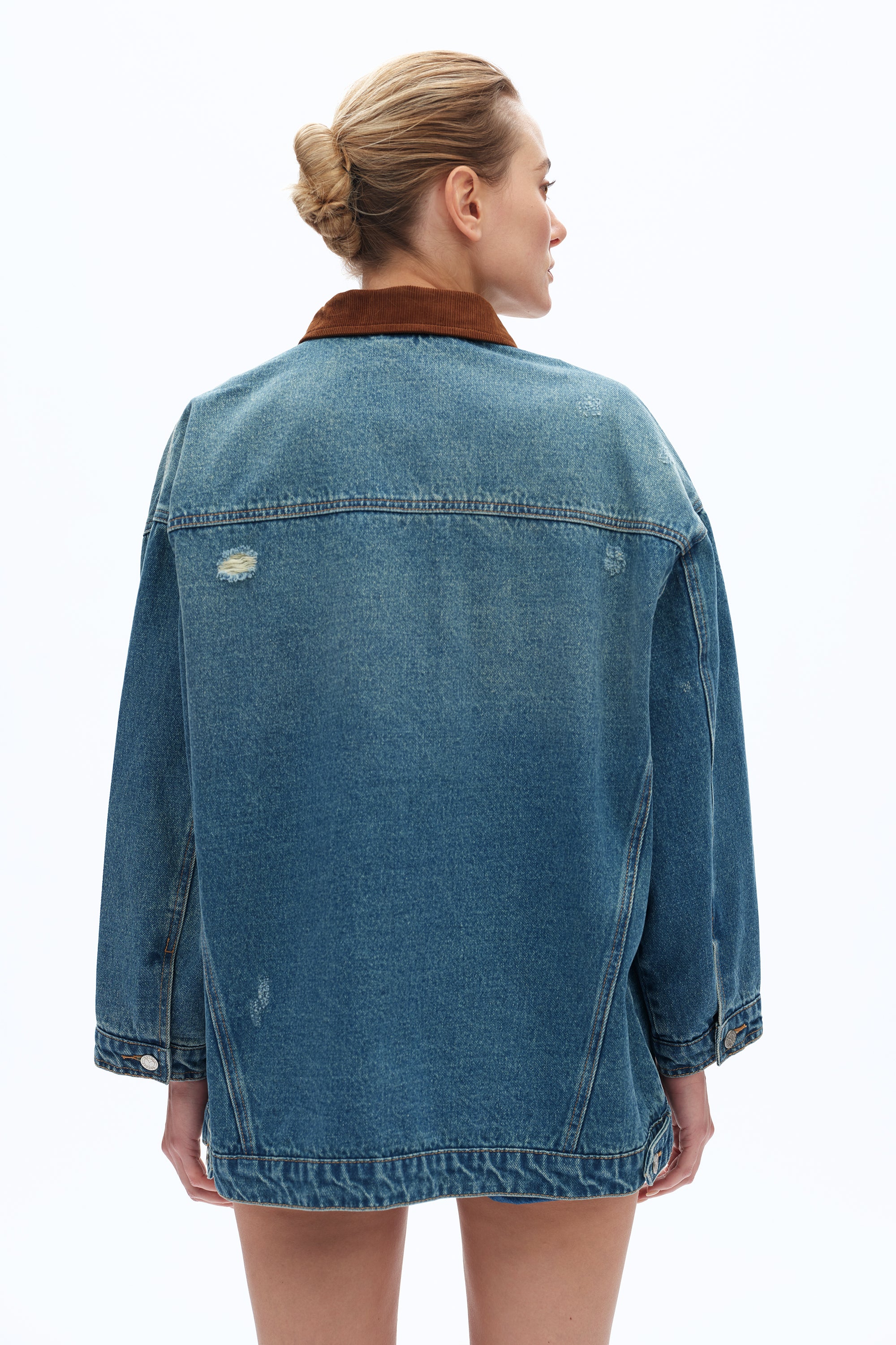 Loose Fitting Patchwork Denim Jacket by Bayeas