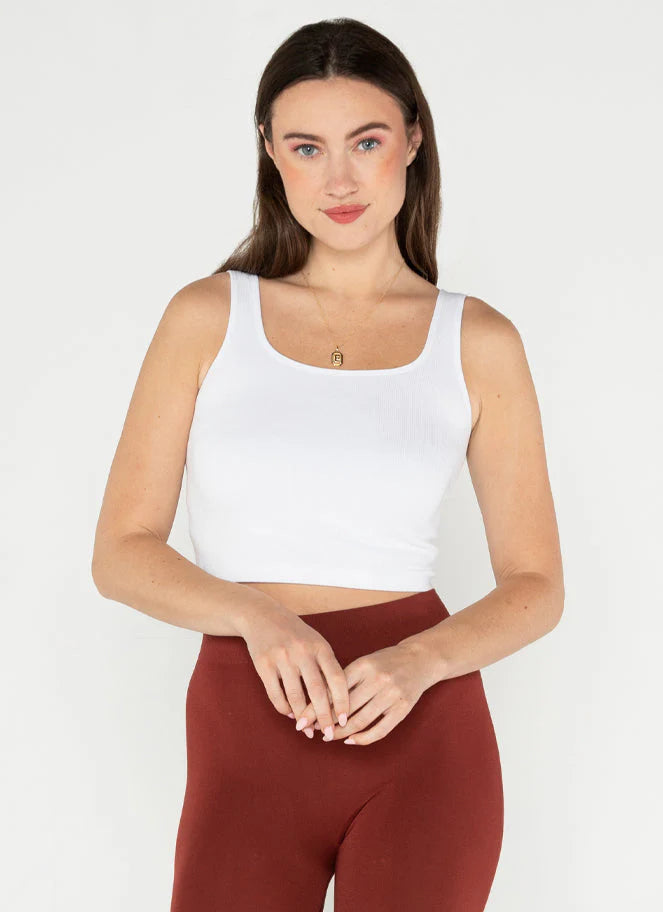 C'est Moi Bamboo Rib Square Neck Tank