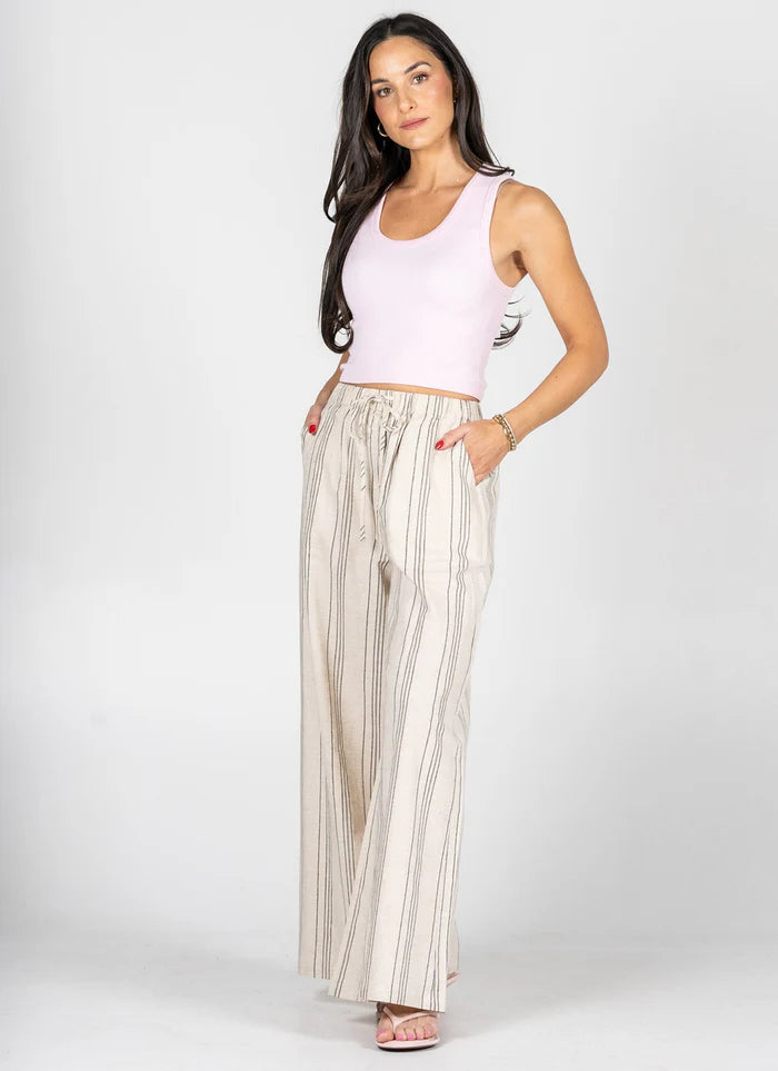 C'est moi Linen Viscose Wide Leg Pant