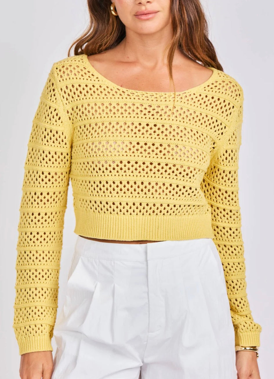 Jammin Cropped Lemon Sweater