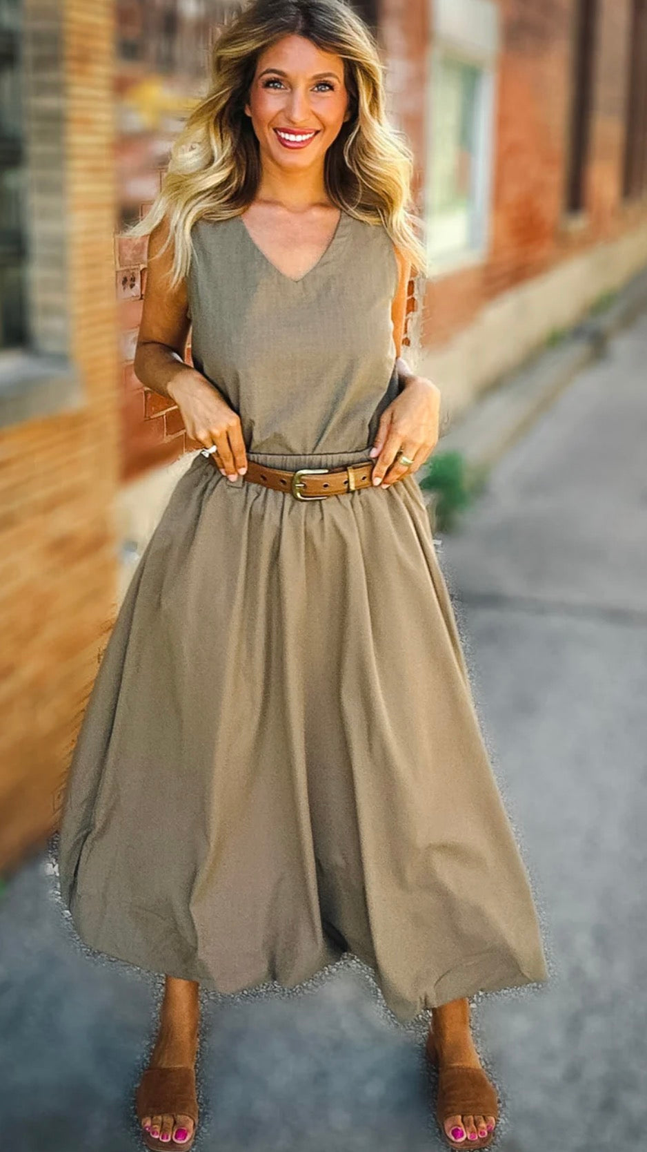 Village Belted Midi Skirt