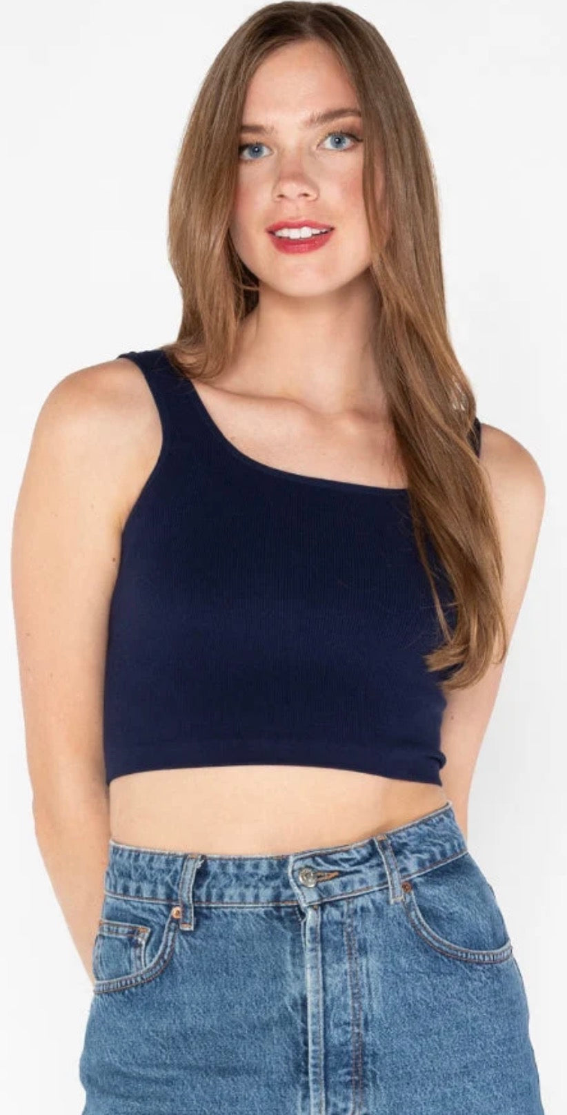 C'est Moi Bamboo Rib Square Neck Tank