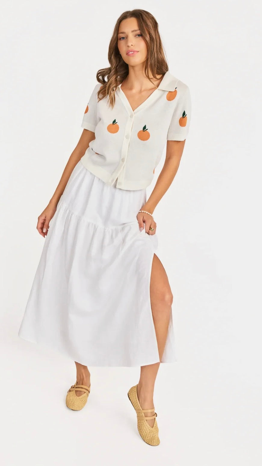 Citron Embroidered Orange Knit Shirt