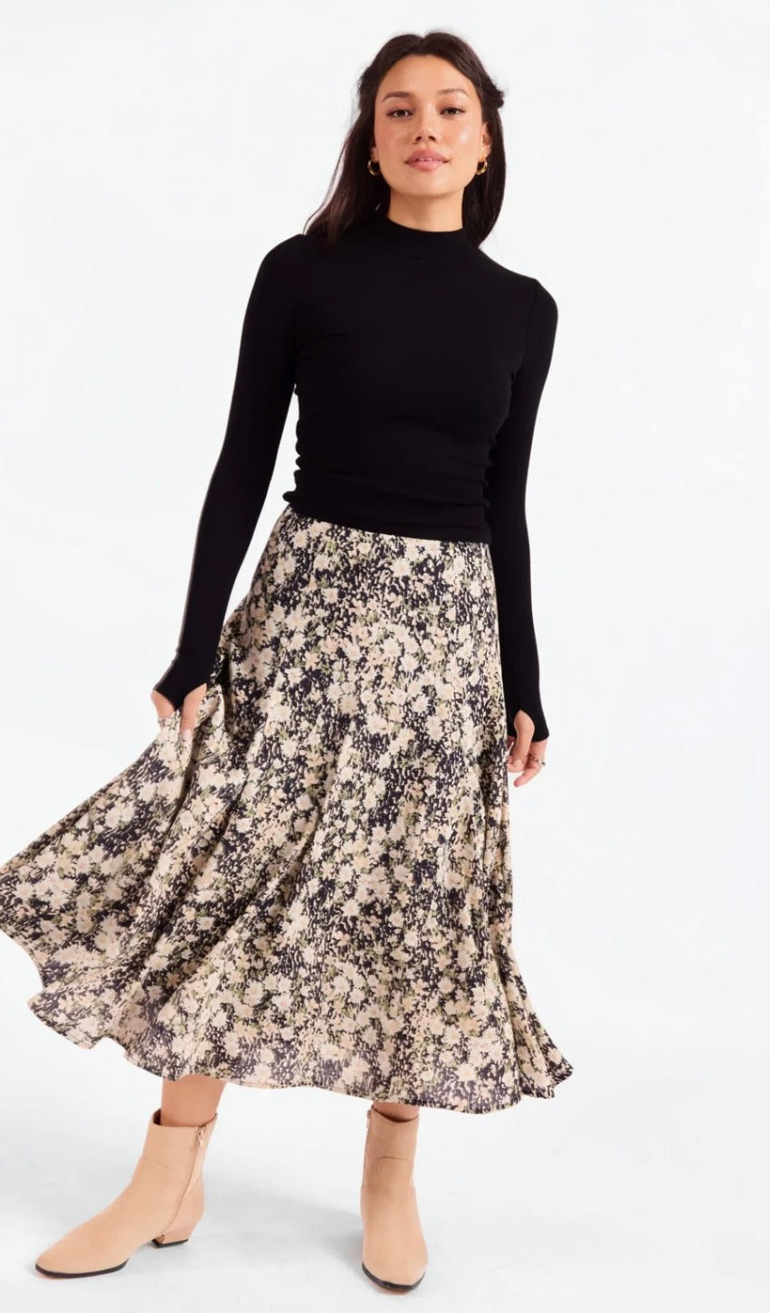 Painted Fields Midi Skirt