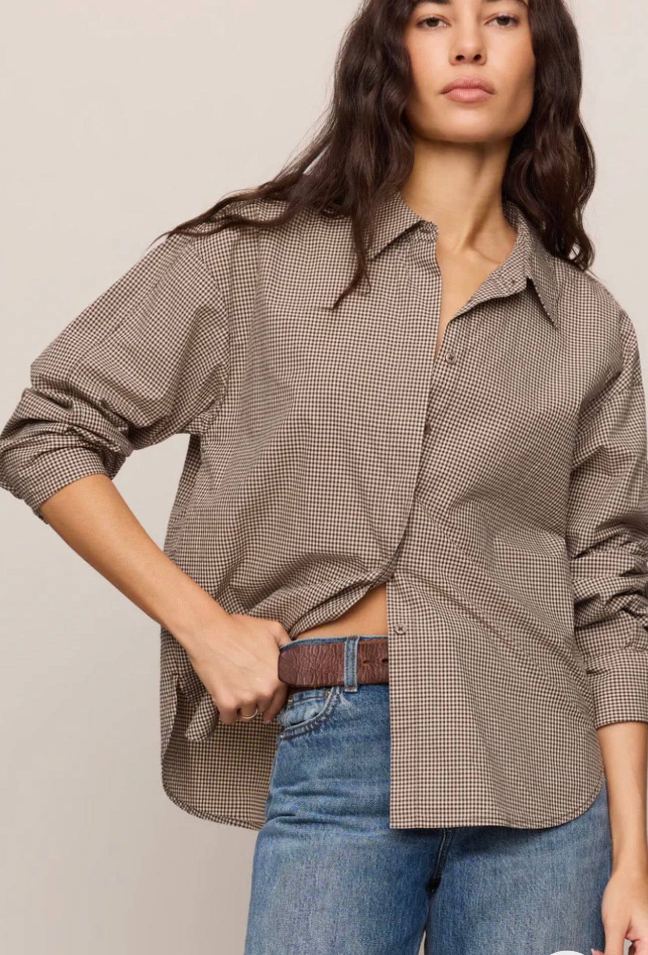 On Duty Gingham Button Up Top