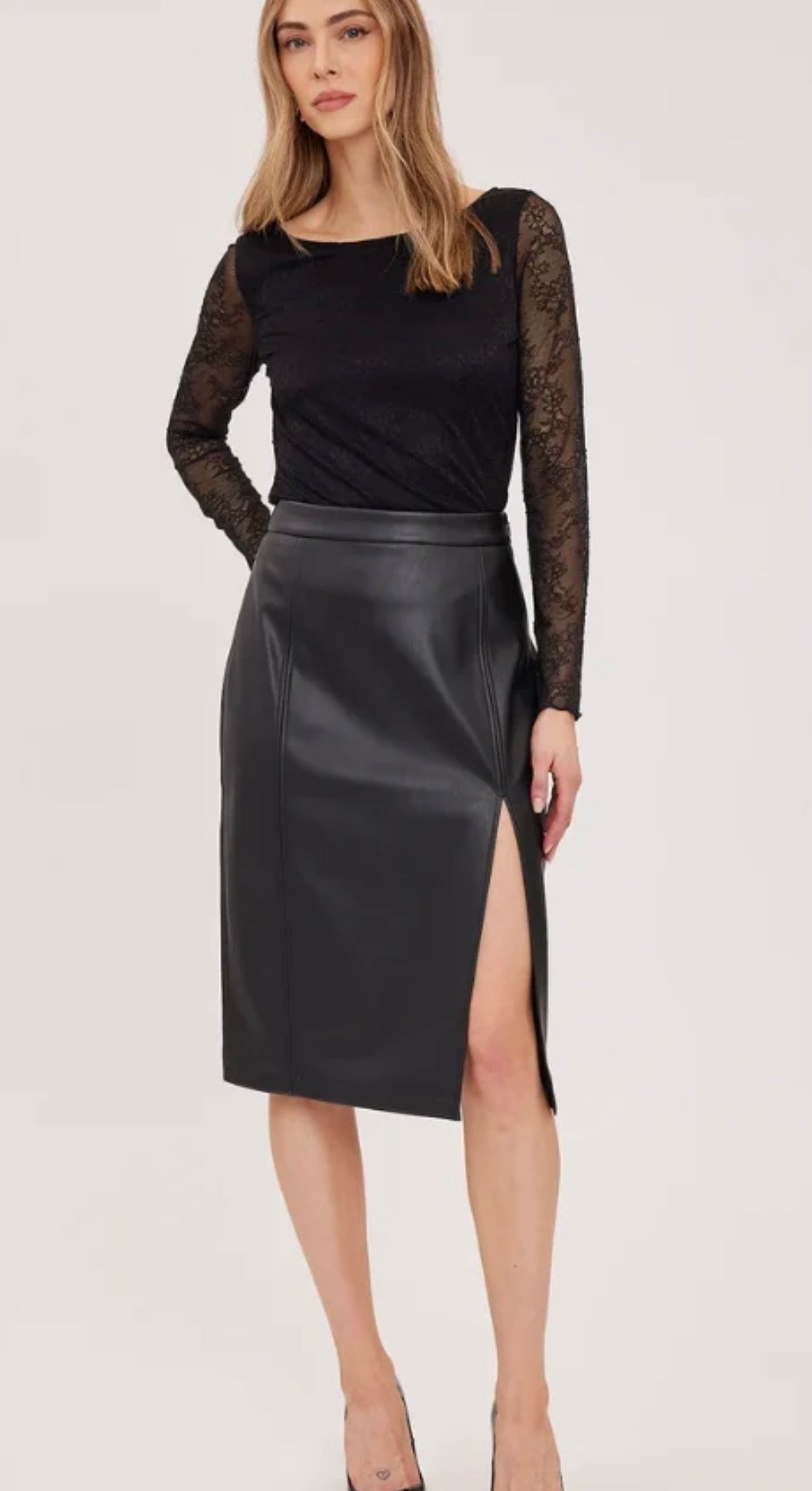 Lydia Faux Leather Skirt