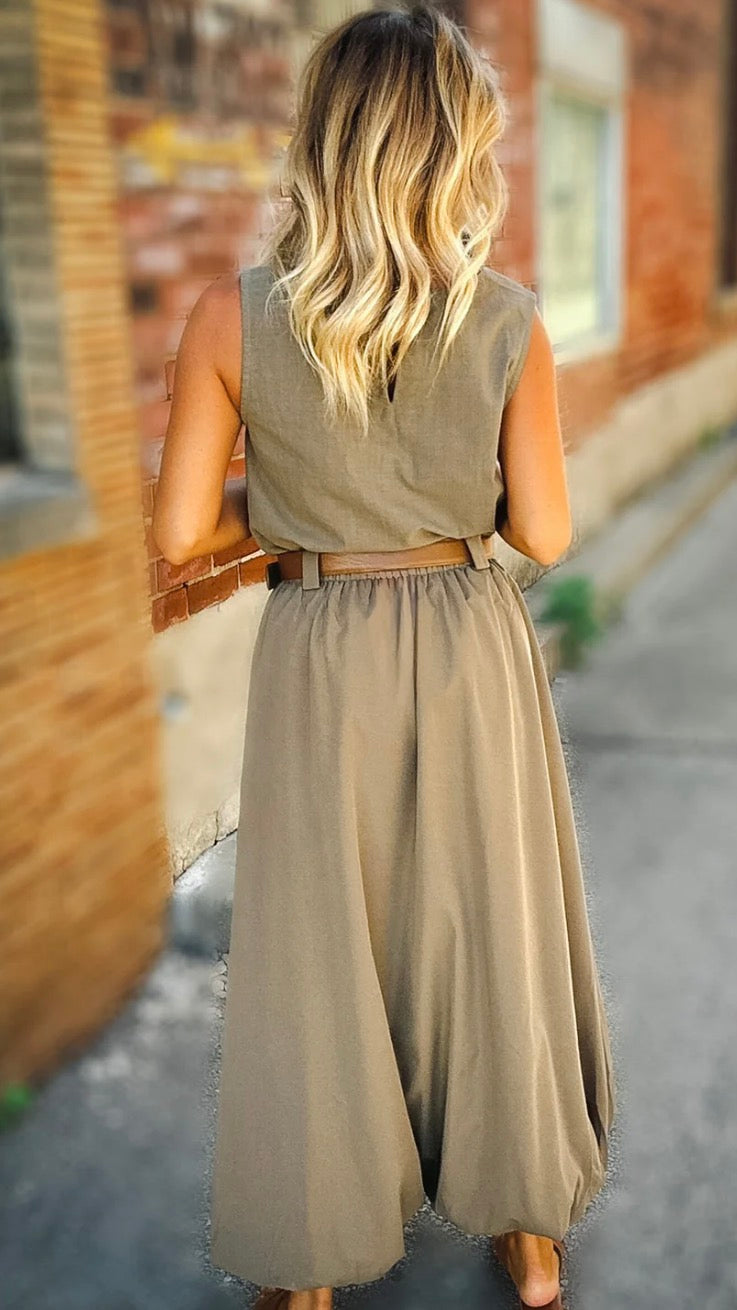 Village Belted Midi Skirt