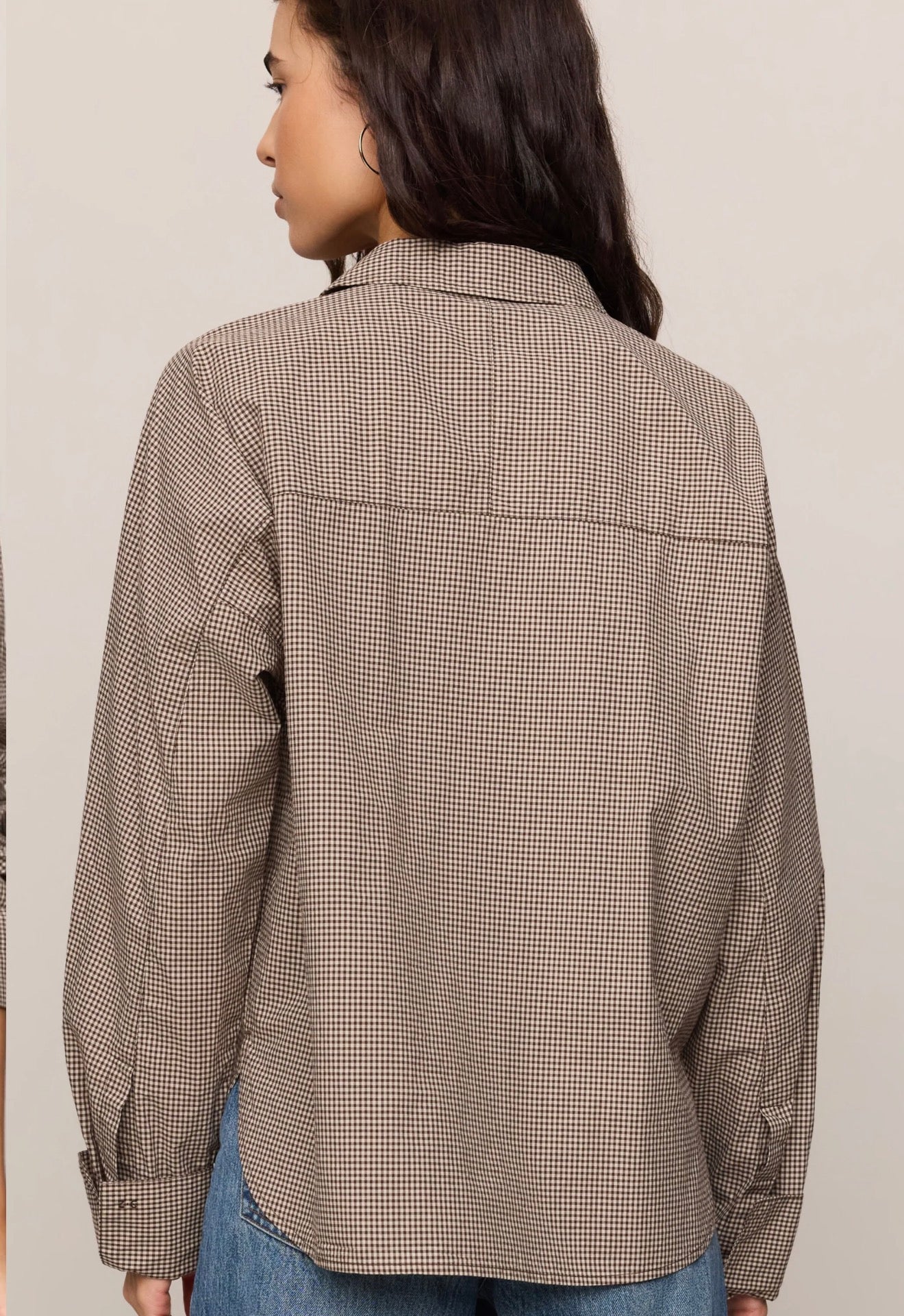 On Duty Gingham Button Up Top