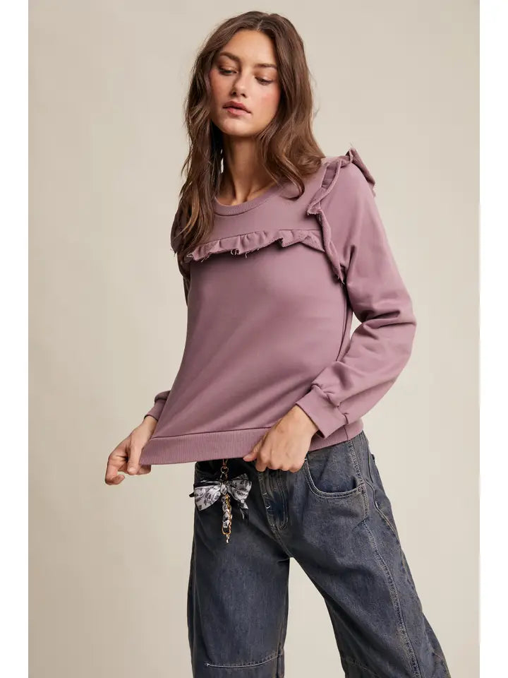 Aurora Ruffle Trim Crewneck