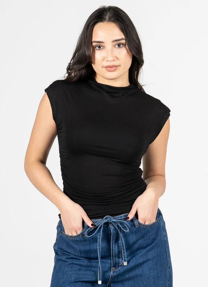 Rouched High Neck Top by C'est Moi