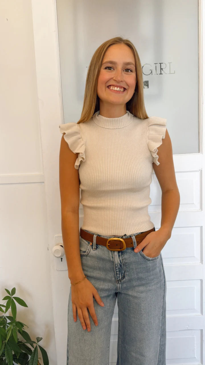 Tiffany Mockneck Ruffle Tank Sweater