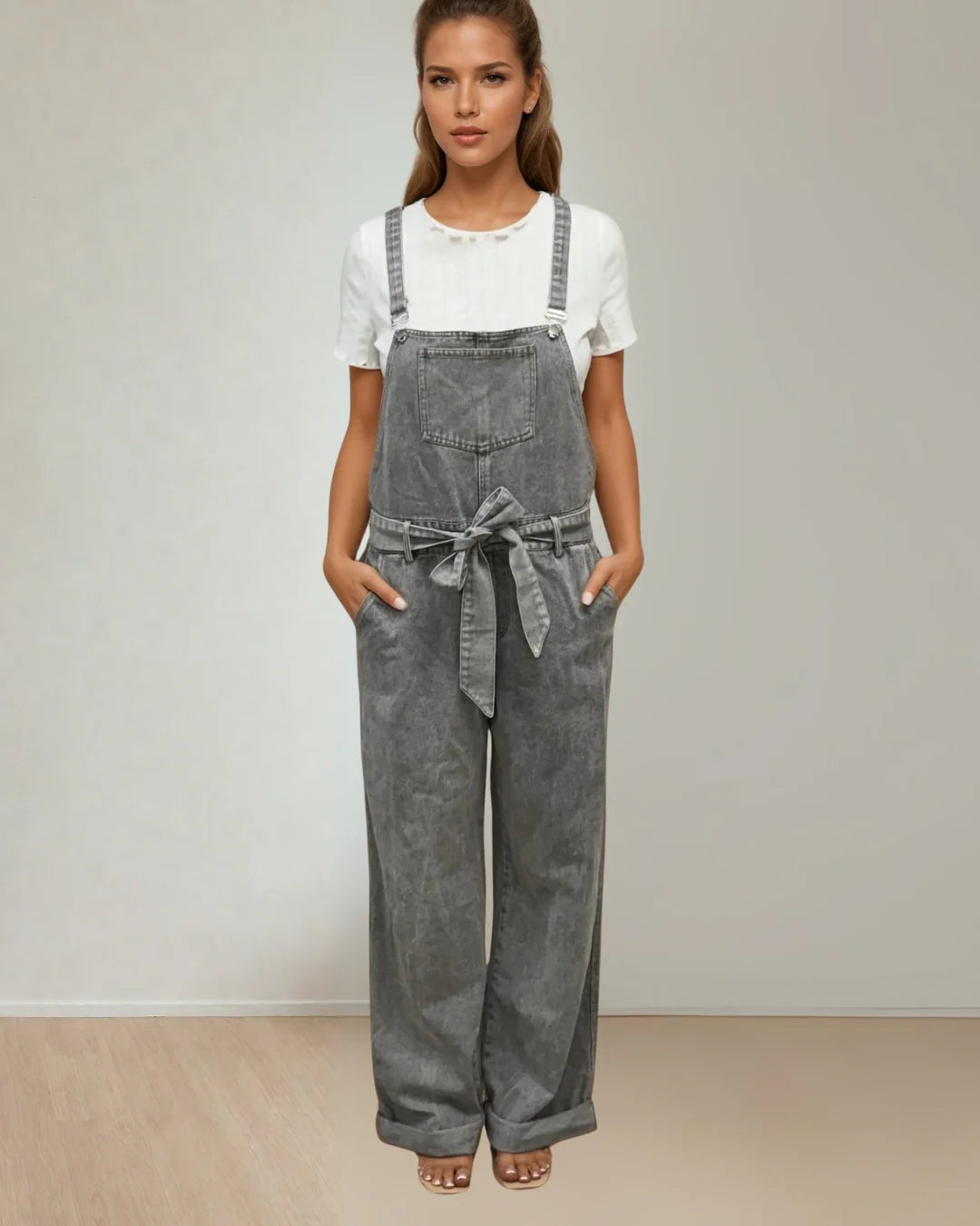 Della Denim Wide Leg Overalls by PRIV