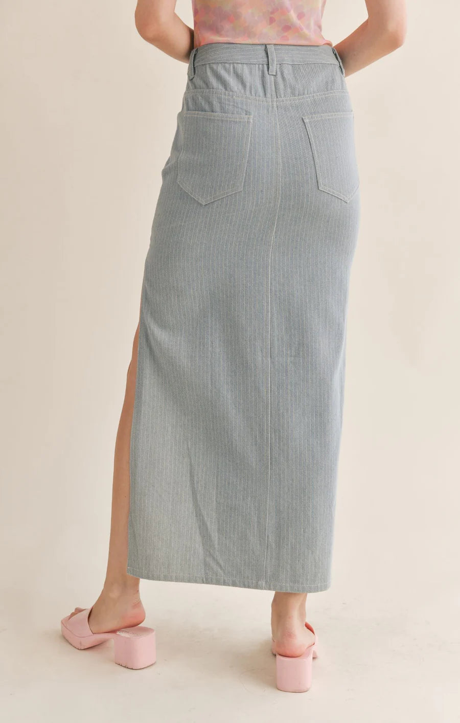 Locals Only High Slit Maxi Denim Skirt