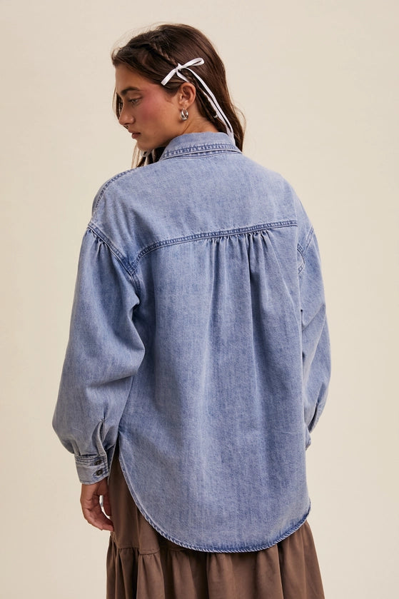Heart Denim Button Up
