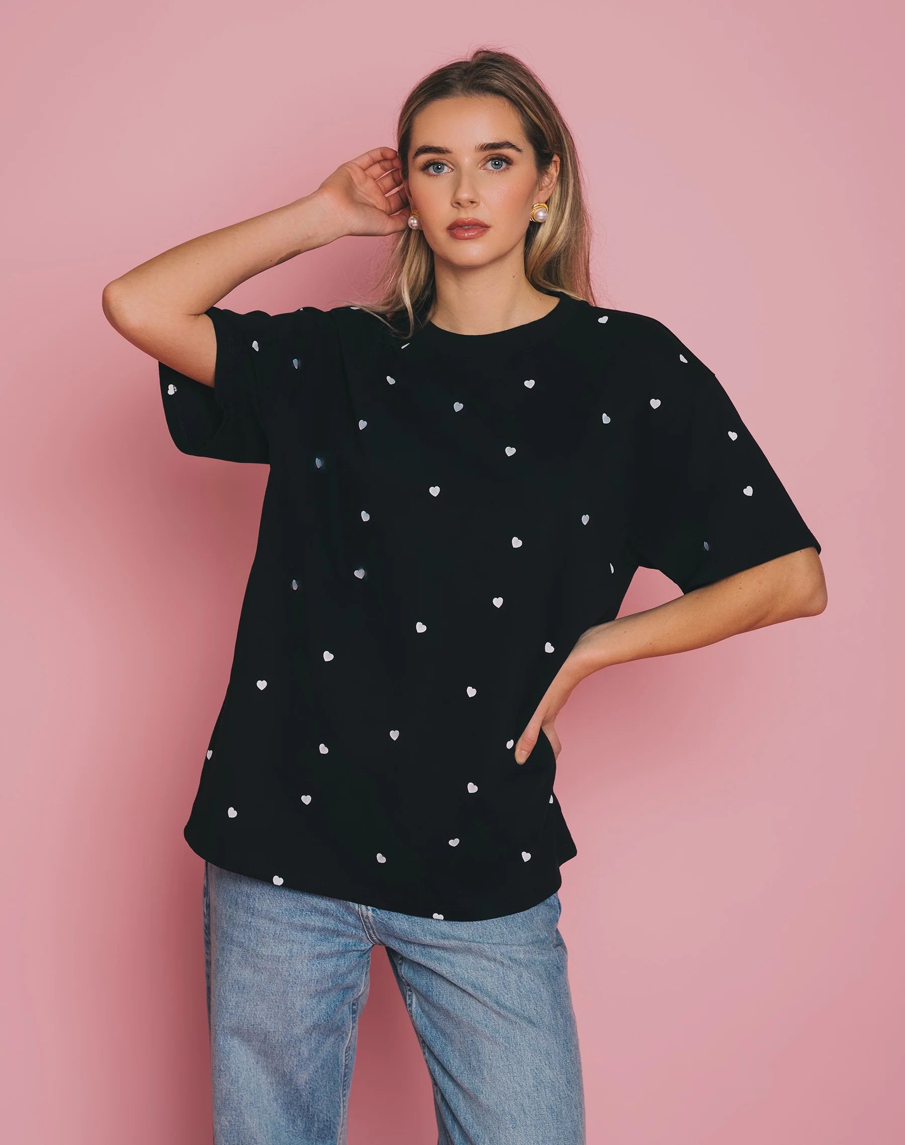 Tiny Heart Oversized Boxy Tee by Brunette the Label