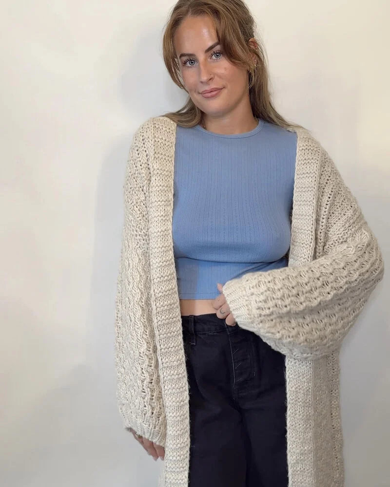 Iggy Hand Knit Chunky Long Open Cardigan