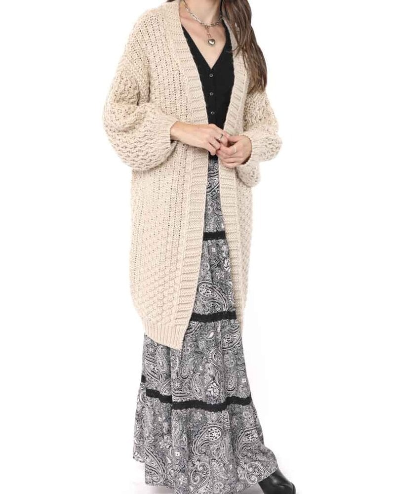 Iggy Hand Knit Chunky Long Open Cardigan