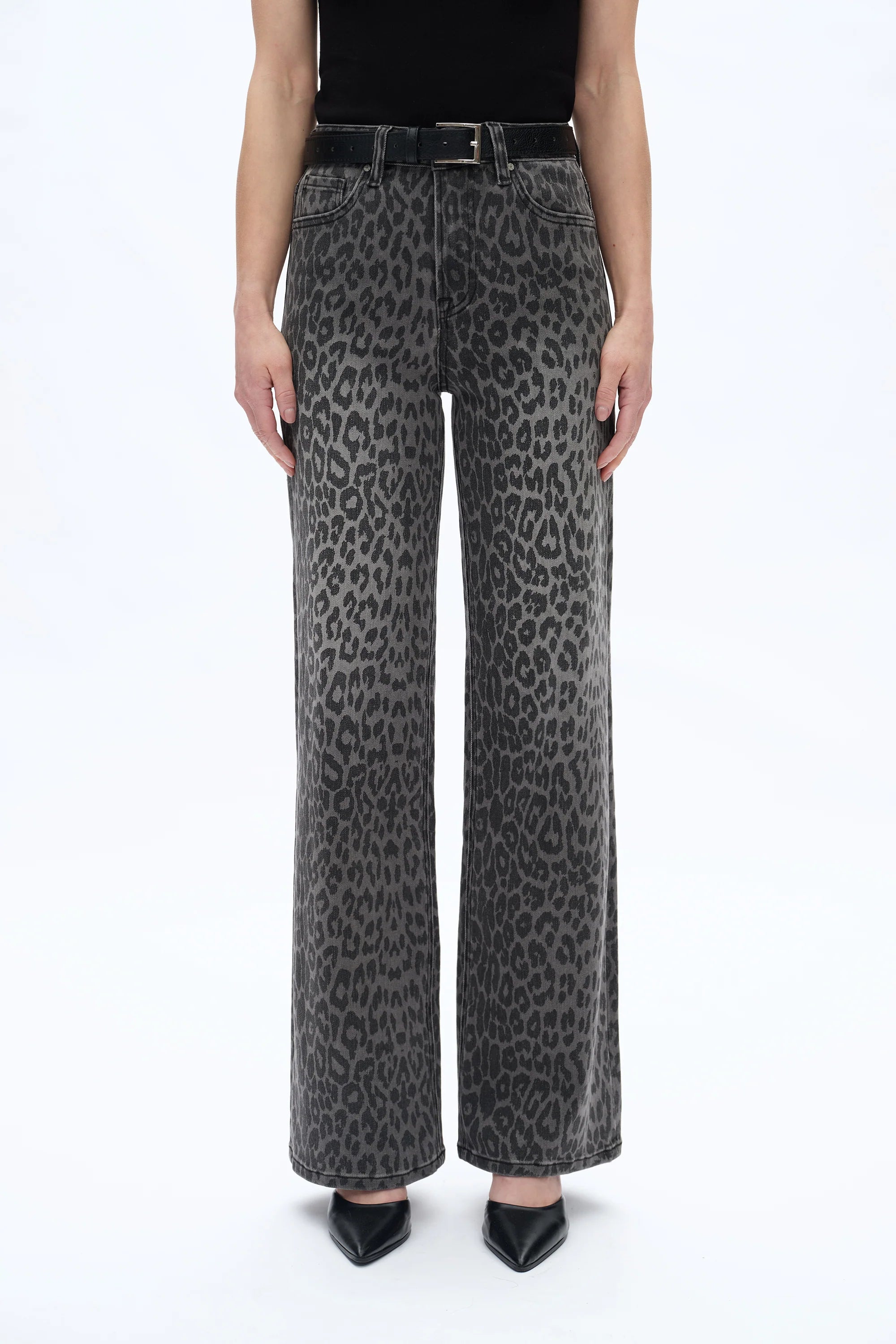Leopard Print Wide Leg Jean by Bayeas