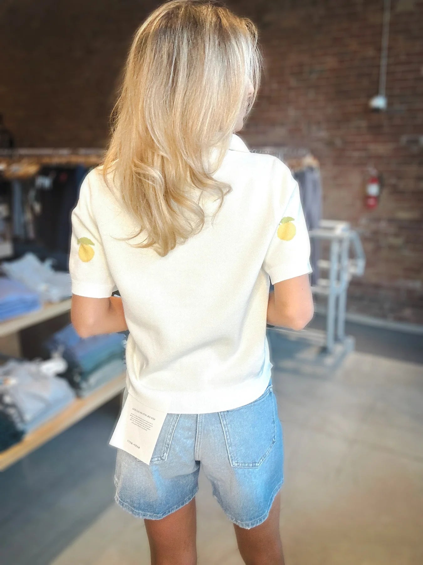 Citron Embroidered Lemons Shirt