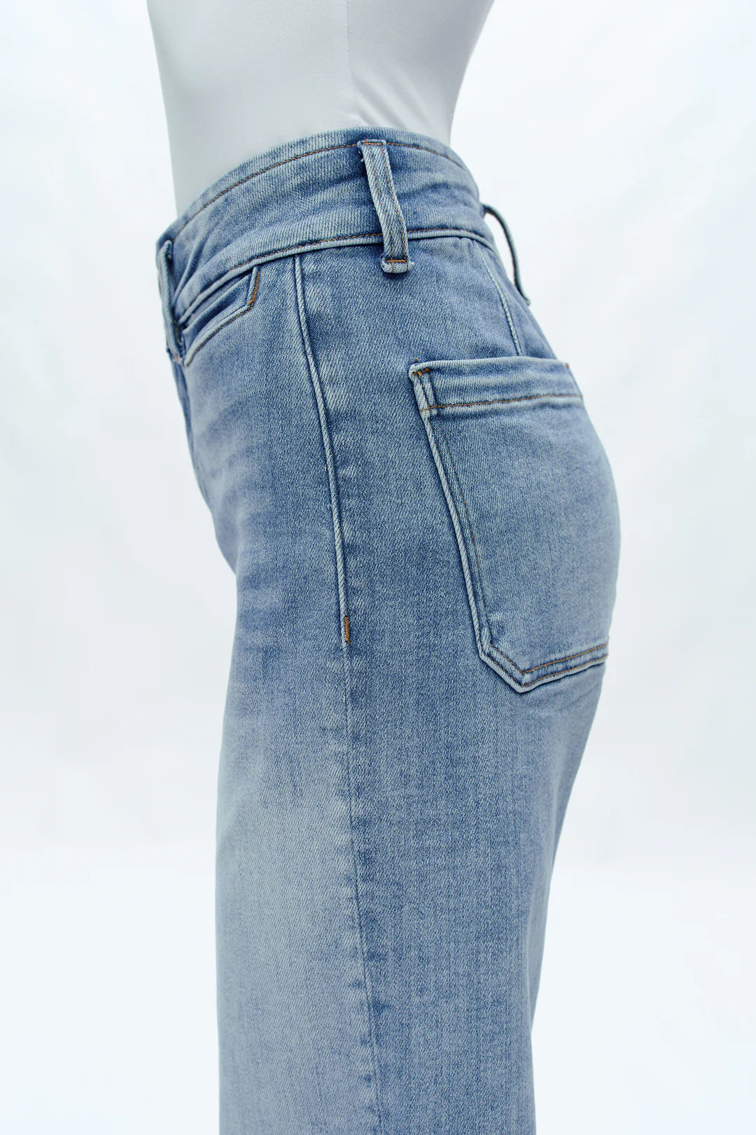 BAYEAS High Rise Wide Leg Jean With Raw Hem