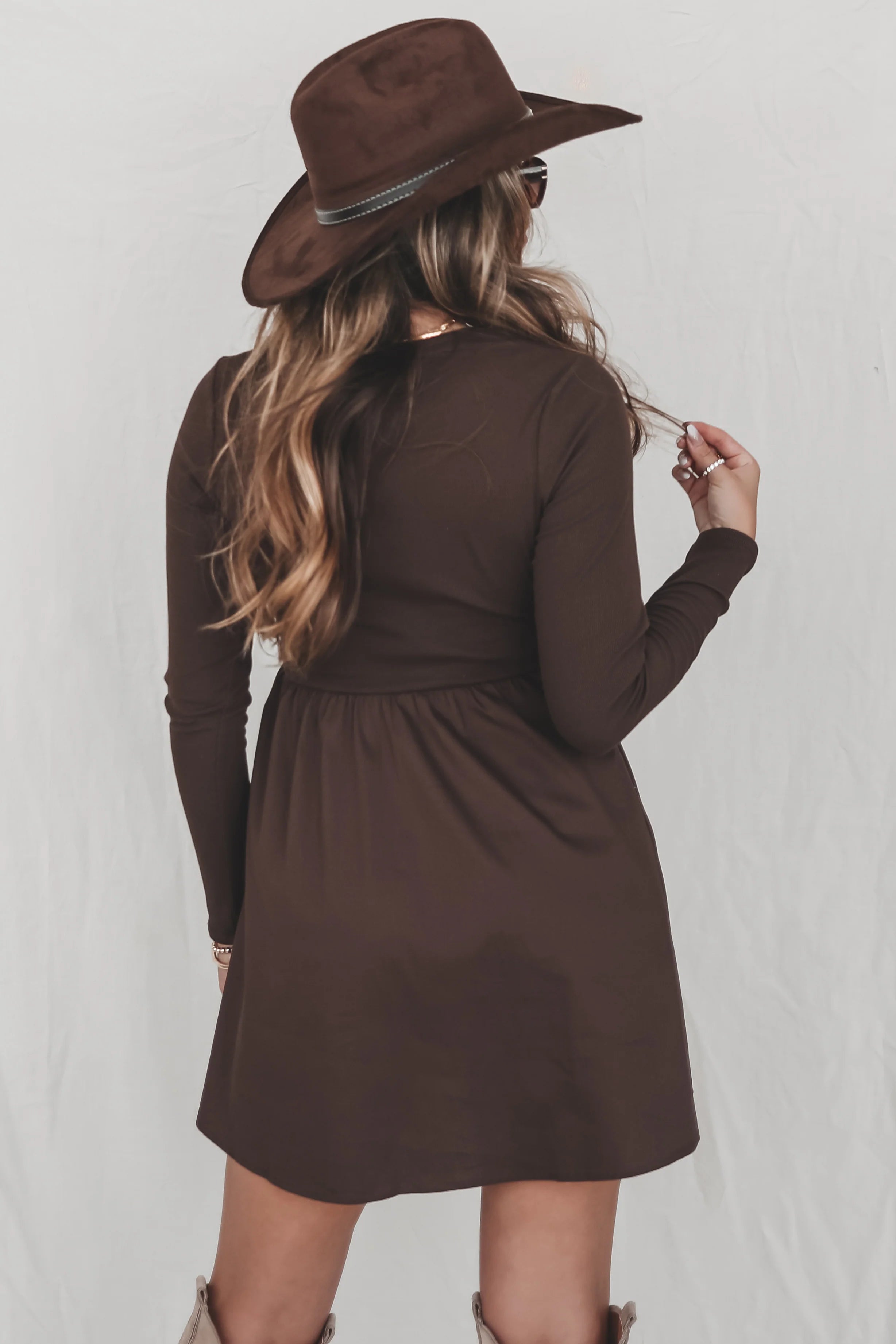 Motions Knit Long Sleeve Poplin Dress