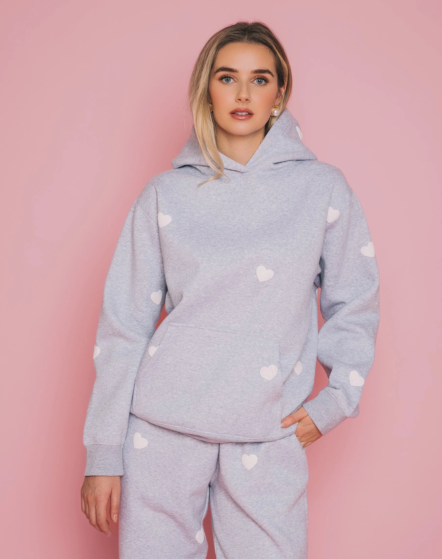 All Over Tiny Heart Core Hoodie by Brunette the Label