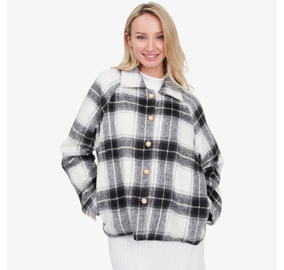 Plaid Jacket with Gold Buttons by Brunette the Label