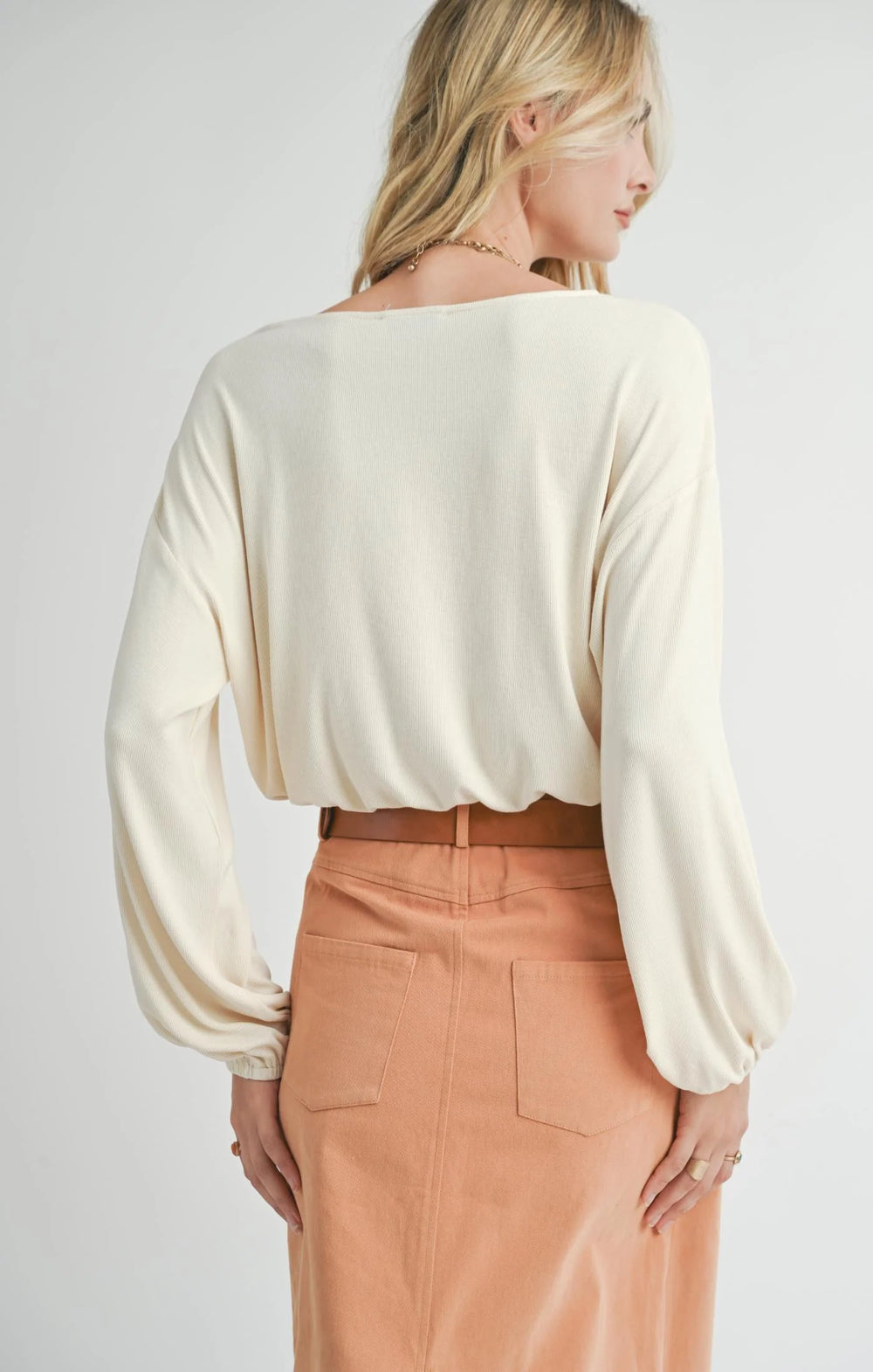 Ronan Long Sleeve Elastic Hem Knit Top