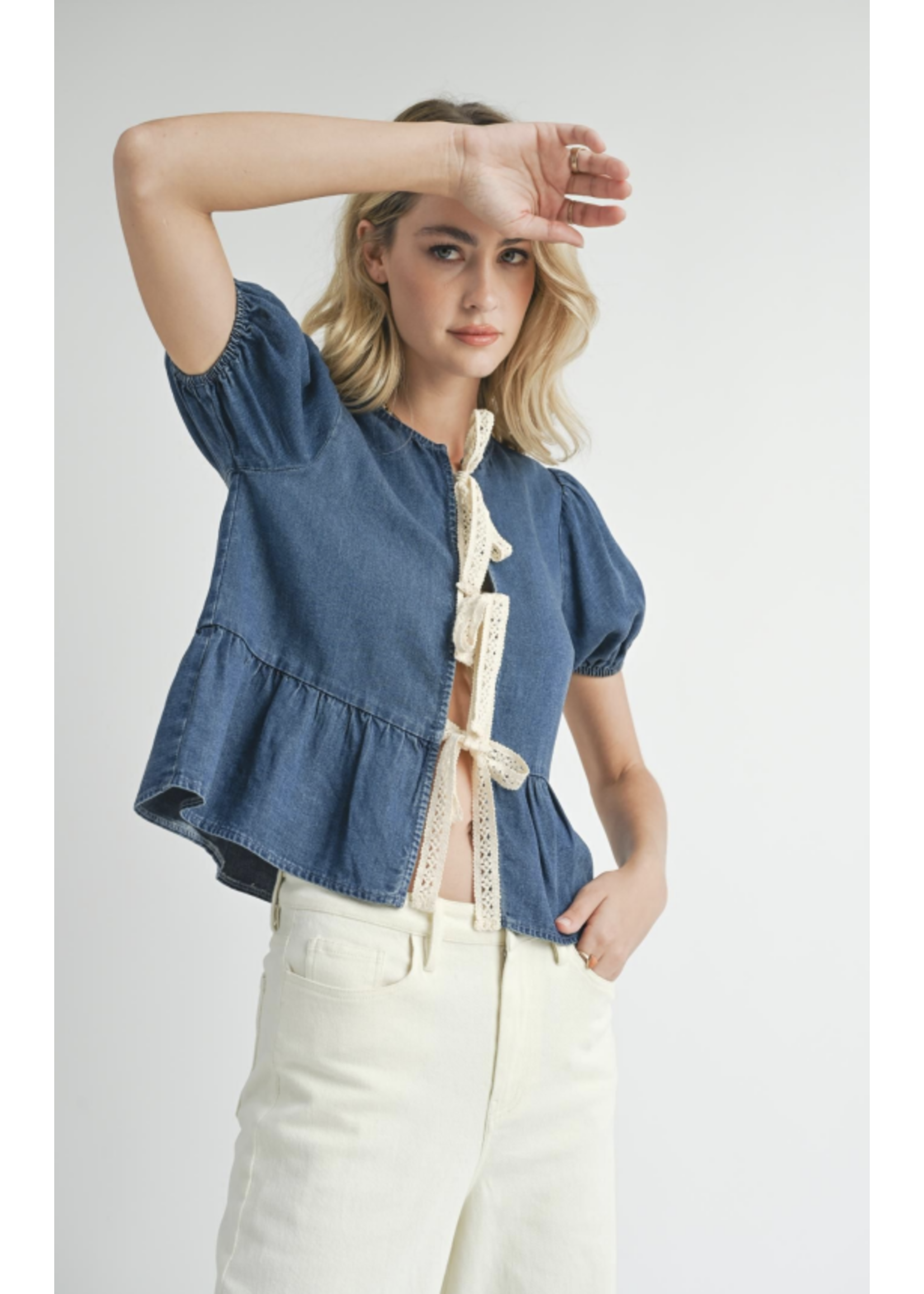 Archives Peplum Tie Front Top