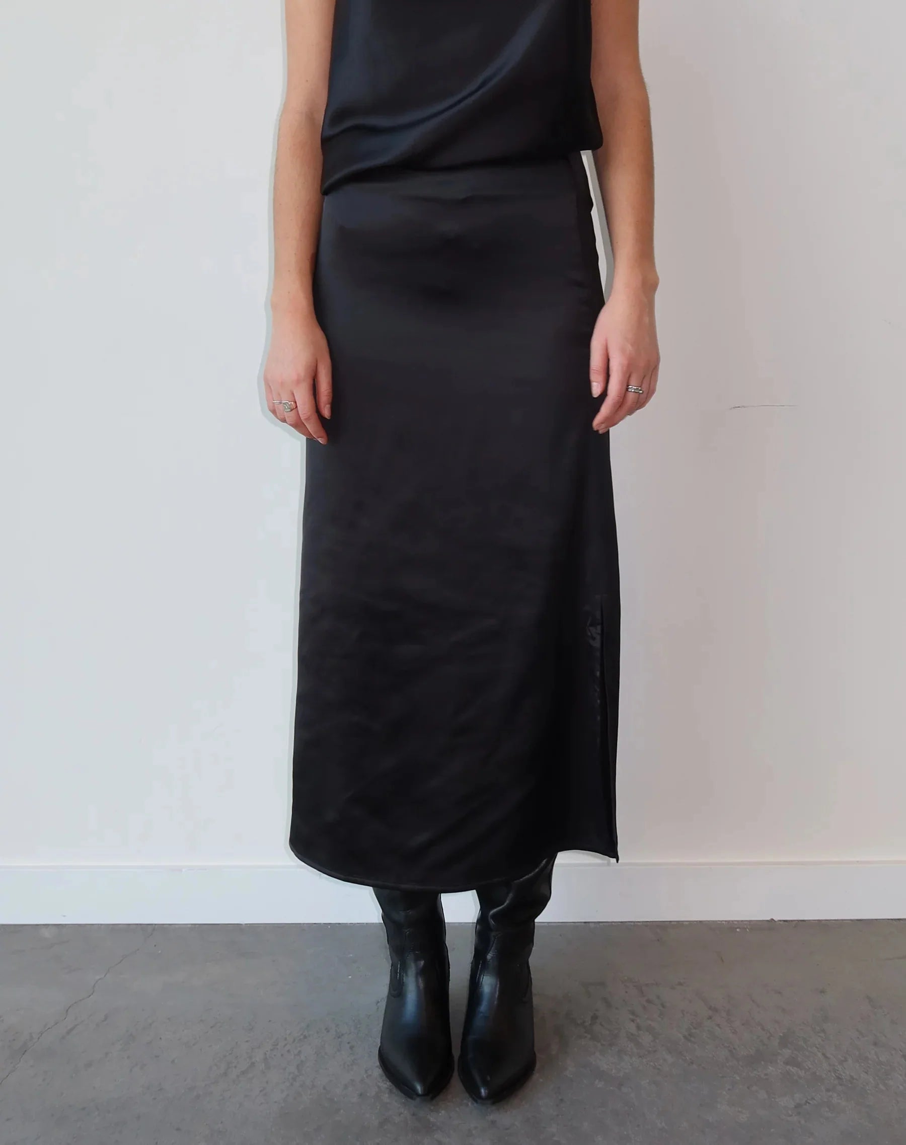 Satin Maxi Slip Skirt by Brunette the Label