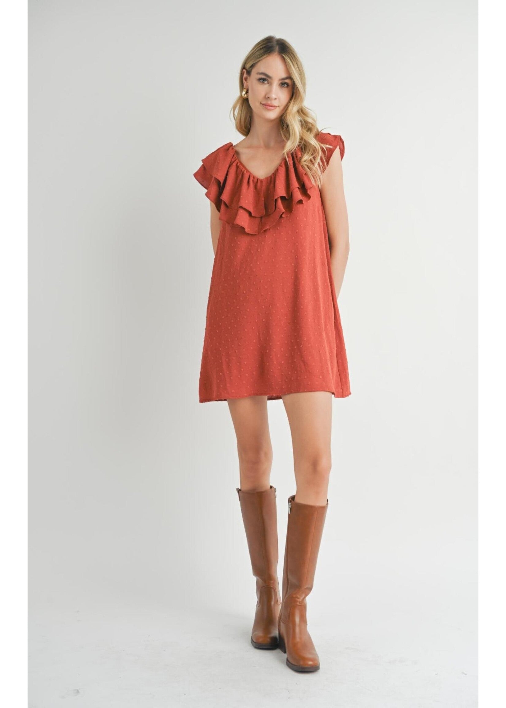 Collectible Short Sleeve Layered Ruffle Mini Dress