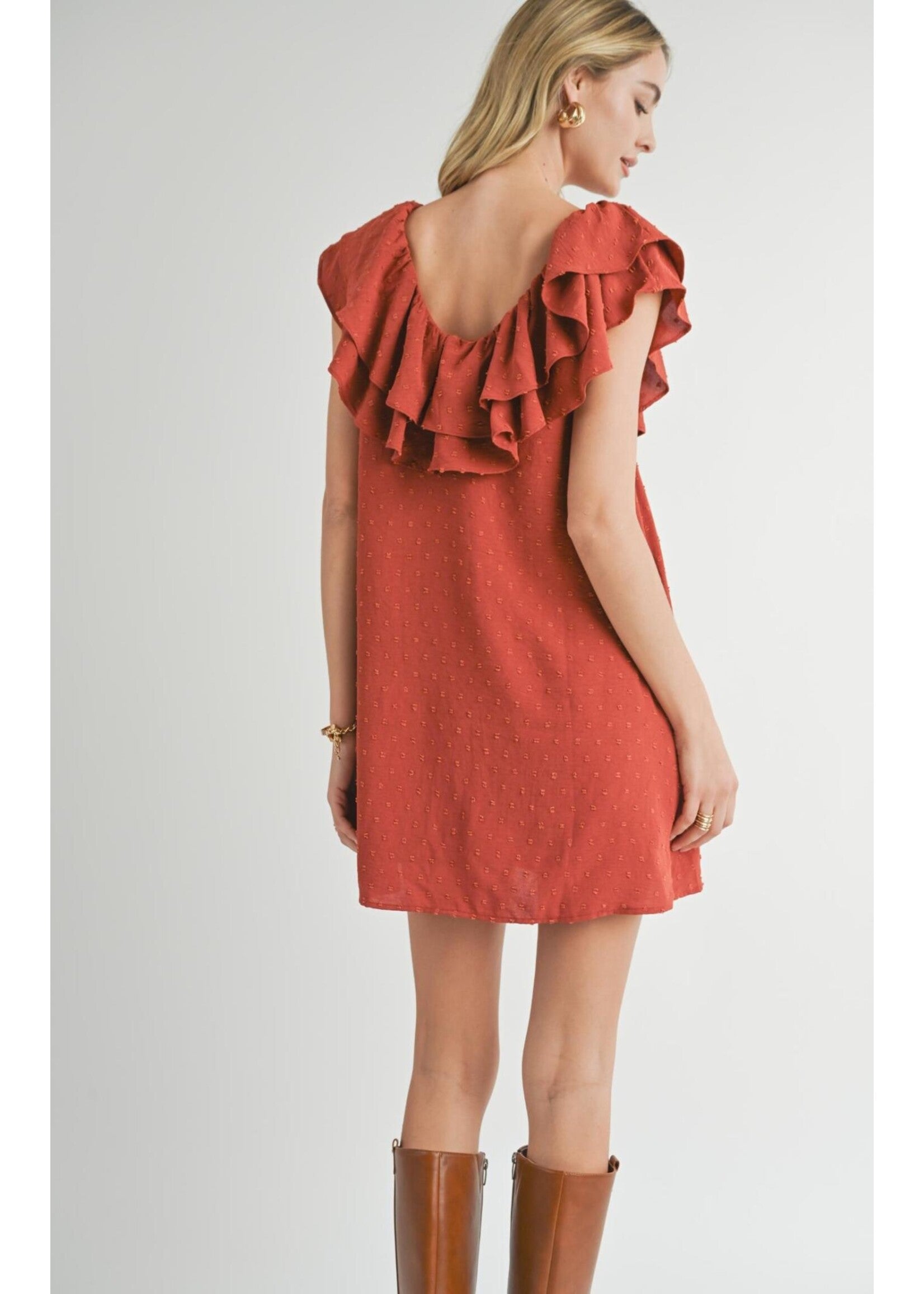 Collectible Short Sleeve Layered Ruffle Mini Dress