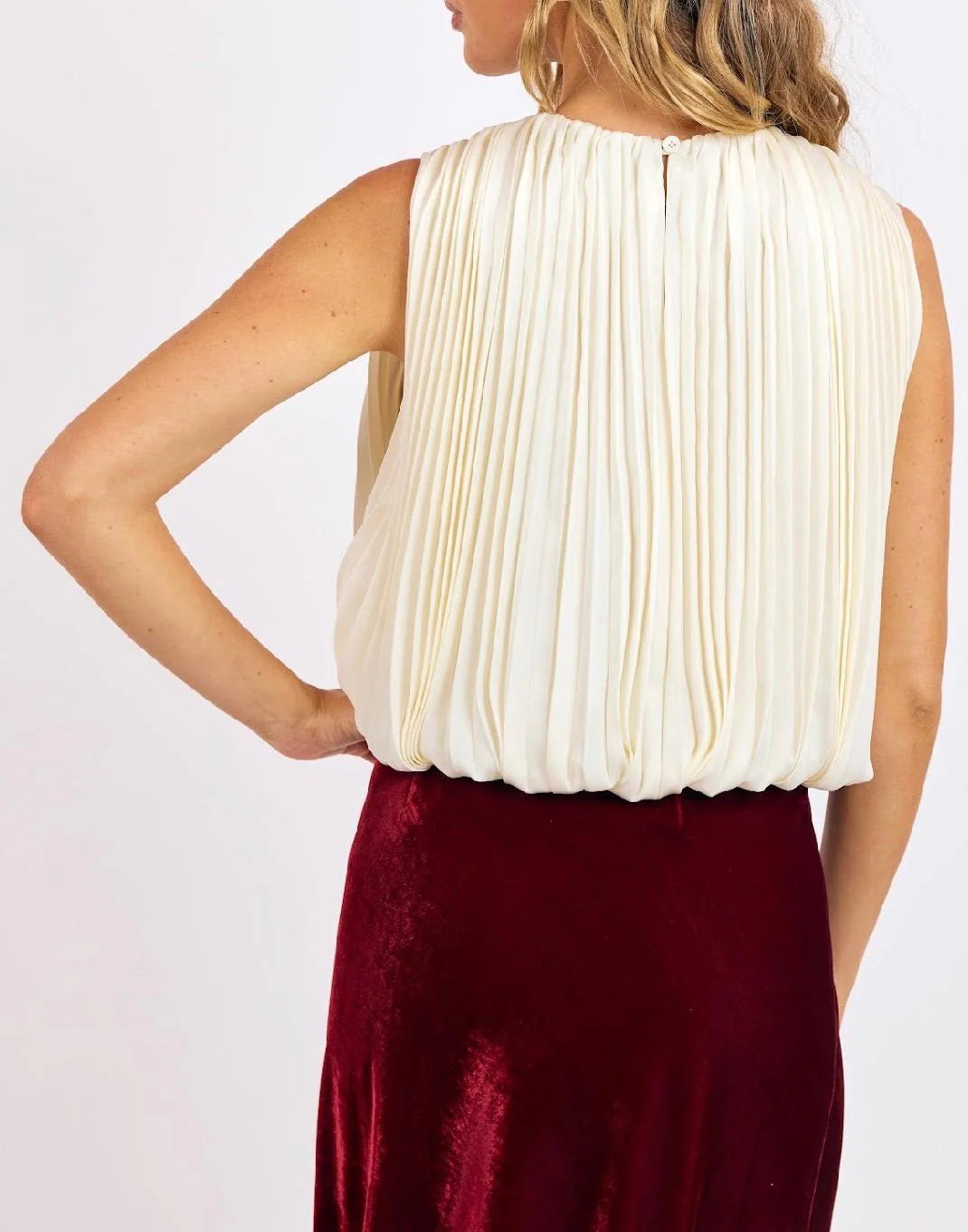 Amour Pleated Bubble Hem Top