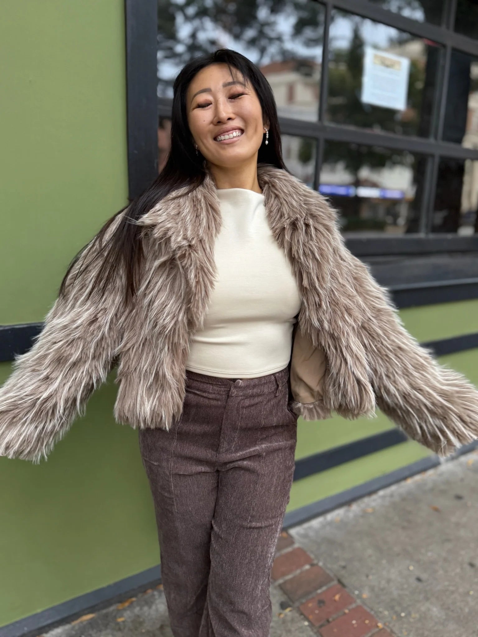 Lady-Like Energy Two-Tone Fur Jacket