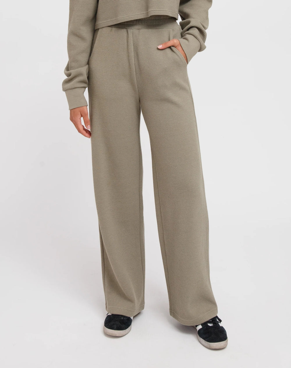 Brunette the Label Waffle Knit Wide Leg Pant